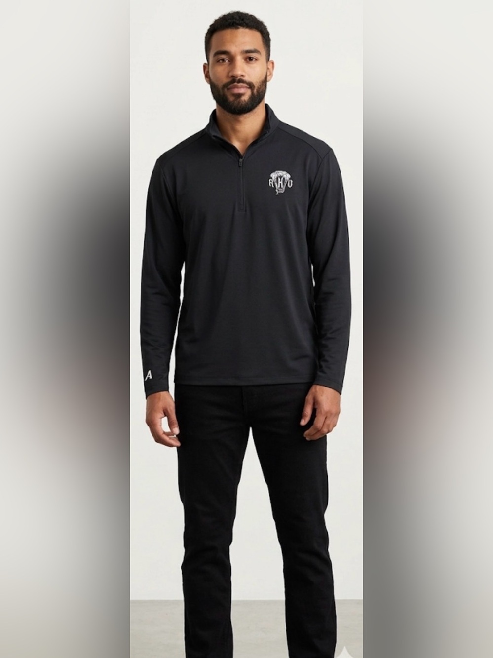 Antigua Black RKO Embroidered Half-Zip Performance Pullover WWE size XL NWT